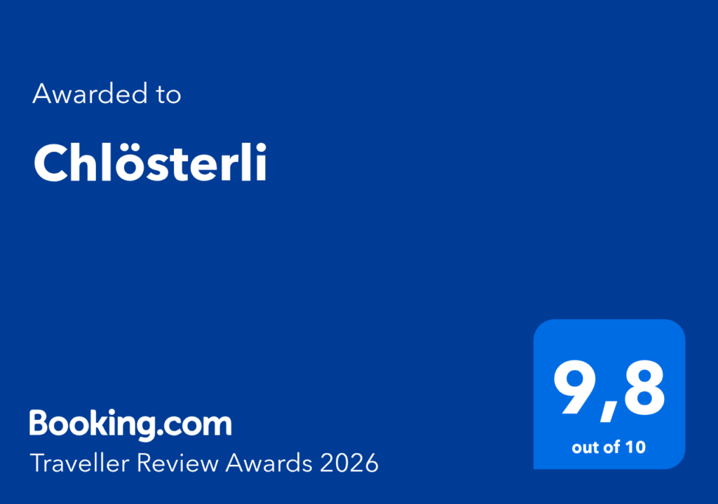 Booking.com Traveller Review Award 2026 – 9.8 Punkte Pension Chlösterli